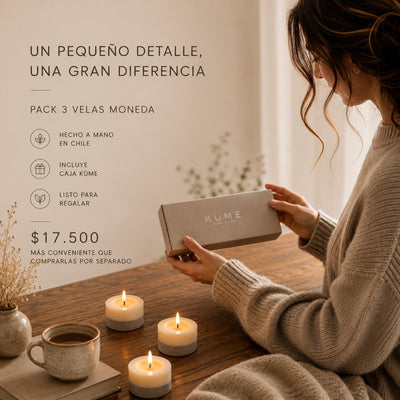 Pack 3 Velas Moneda en Caja