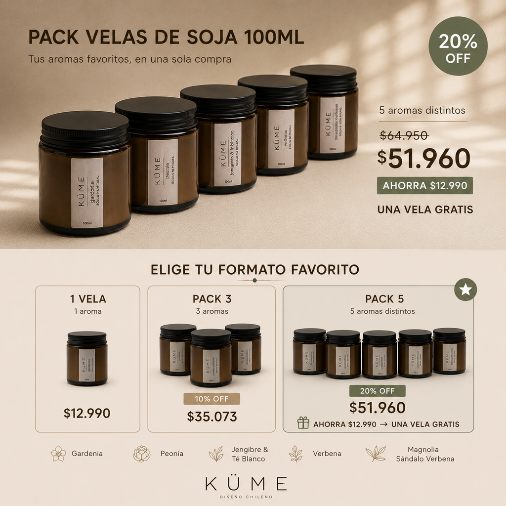 Pack velas de soja 100ml