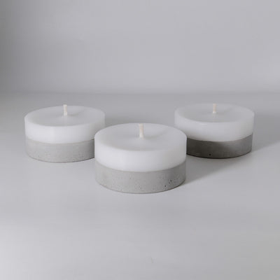 Pack 3 Velones Monedón con hormigón Natural (5cm X 10,5cm de diámetro c/u)